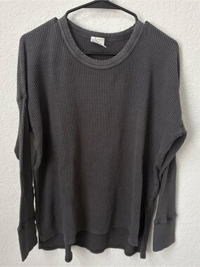 Offline by Aerie, Charcoal Gray Waffled Long sleeve Top, Size Large